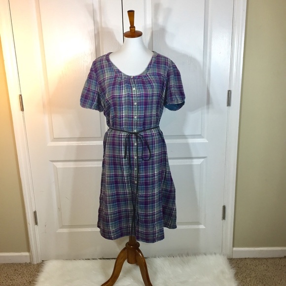 Converse Dresses & Skirts - Converse Plaid Button Down Waist Tie Dress